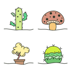 [LINE絵文字] small cactus ＆ mushroomの画像