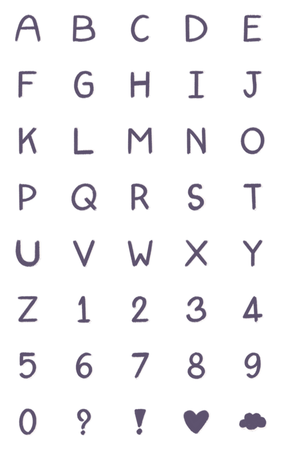 [LINE絵文字]English Alphabets and Number in purpleの画像一覧