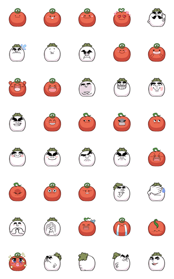 [LINE絵文字]Red and white radish squatの画像一覧