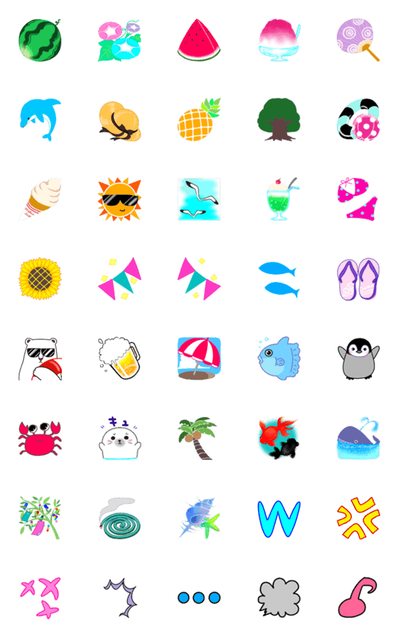 [LINE絵文字]夏の行事や毎日に使える絵文字の画像一覧