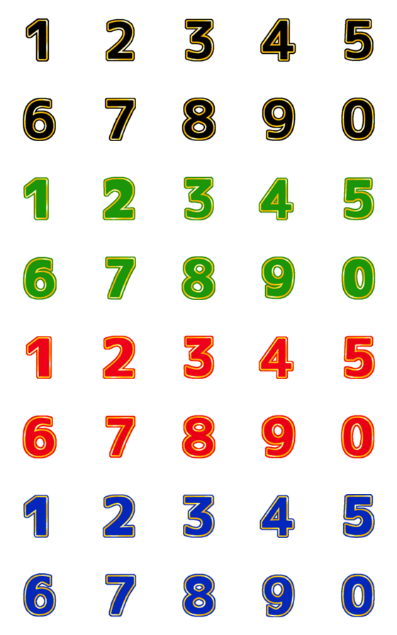 [LINE絵文字]Number classic gold and colors emojiの画像一覧