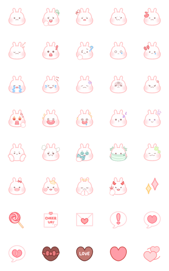 [LINE絵文字]mochi bunny - emojiの画像一覧