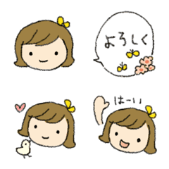 [LINE絵文字] きいろいリボンの女の子の画像