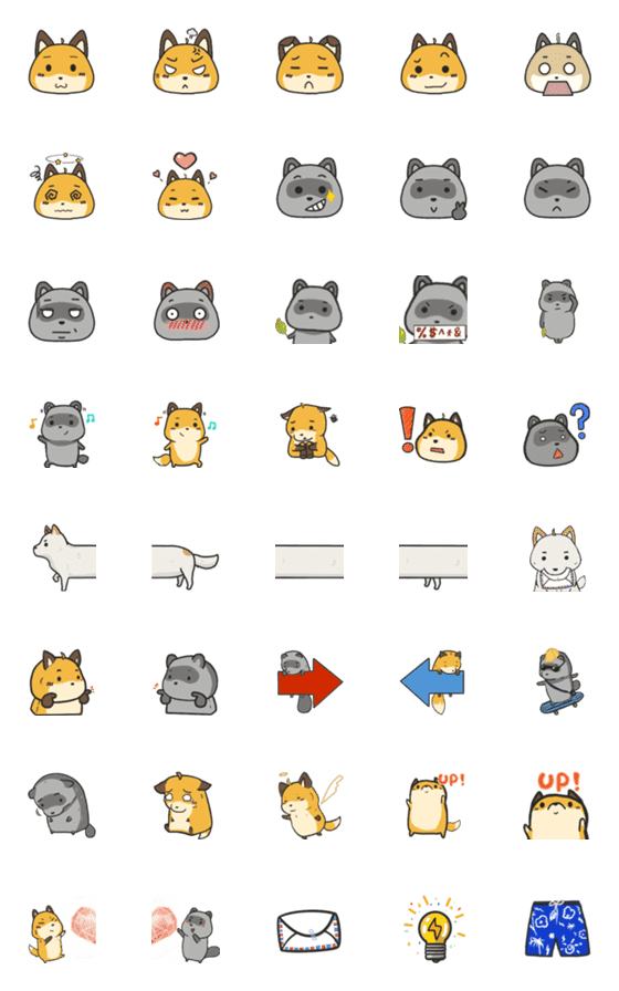 [LINE絵文字]Lily fox ＆ Lime mud emojiの画像一覧