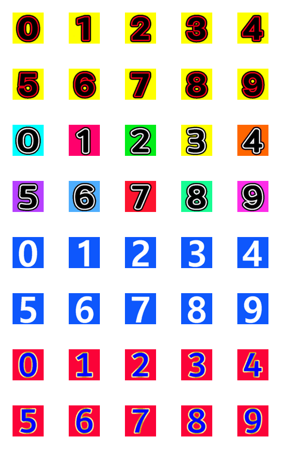 [LINE絵文字]Colorful numberの画像一覧