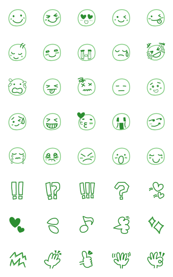 [LINE絵文字]緑⭐︎シンプル絵文字の画像一覧