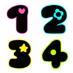 [LINE絵文字] Number black neon puffy emojiの画像