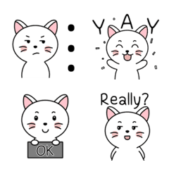 [LINE絵文字] Emoji Non Meow White Black (English)の画像