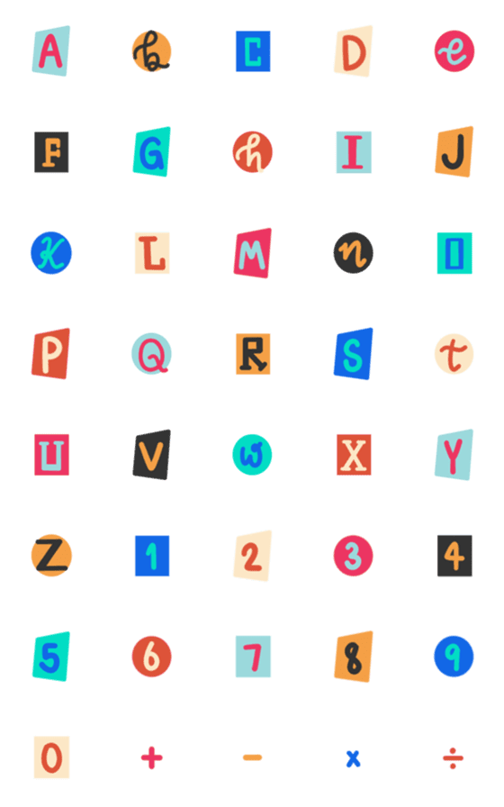 [LINE絵文字]alphabets emoji in geometric shapesの画像一覧