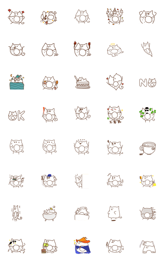 [LINE絵文字]donuts catの画像一覧