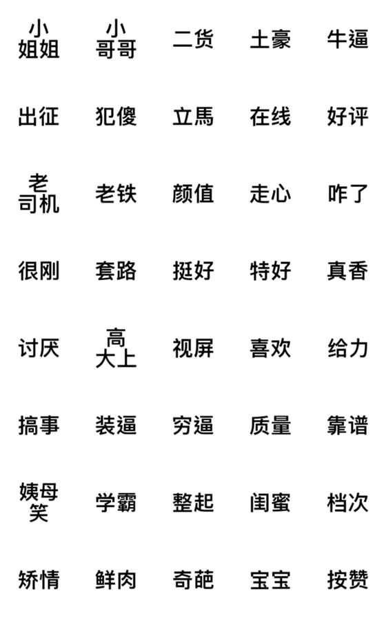 [LINE絵文字]Chinese popular text stickersの画像一覧