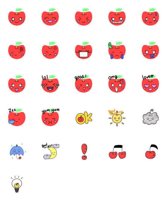 [LINE絵文字]Cute applesの画像一覧