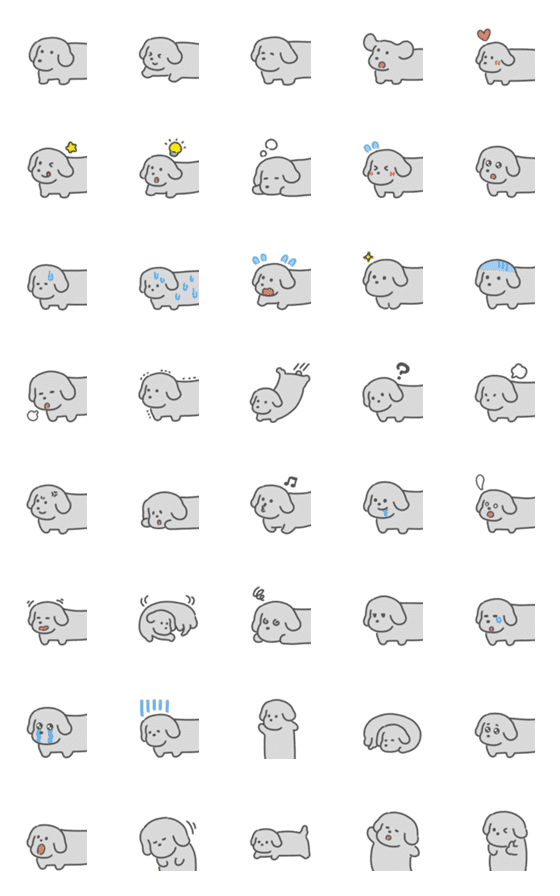 [LINE絵文字]モノクロなダックス絵文字の画像一覧
