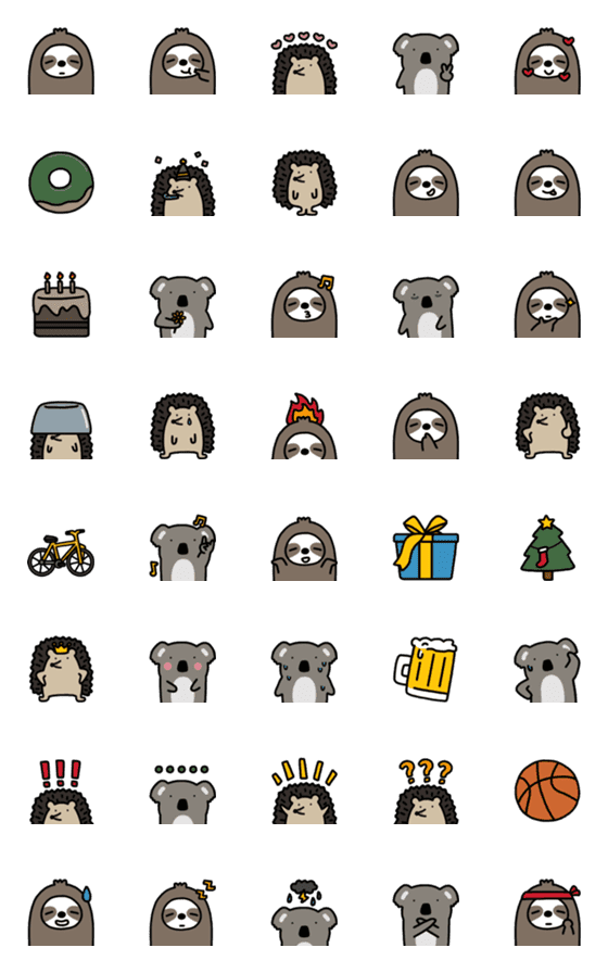[LINE絵文字]Sloth Ani-Donut Emojiの画像一覧