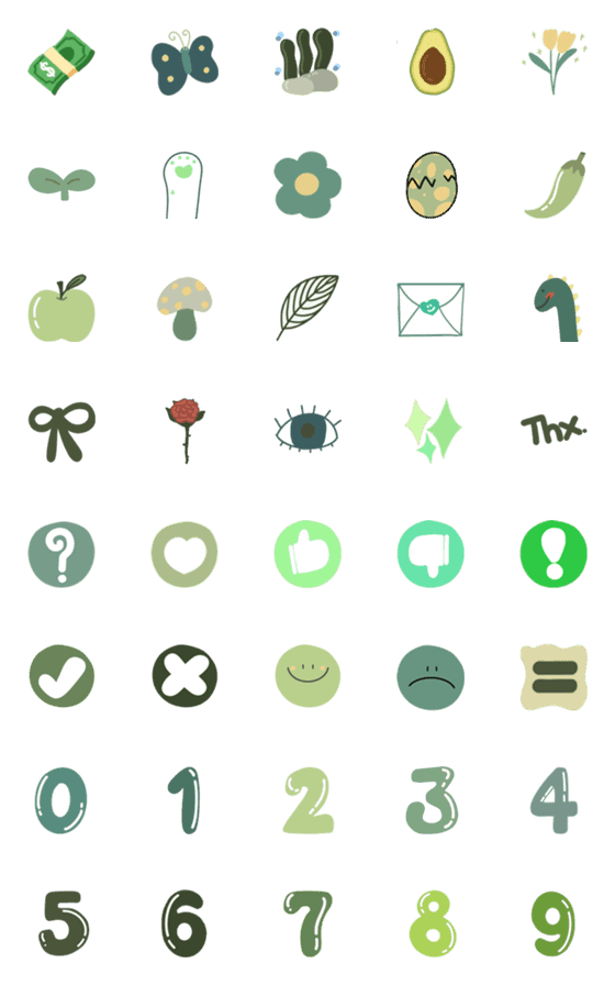 [LINE絵文字]Green colorsの画像一覧