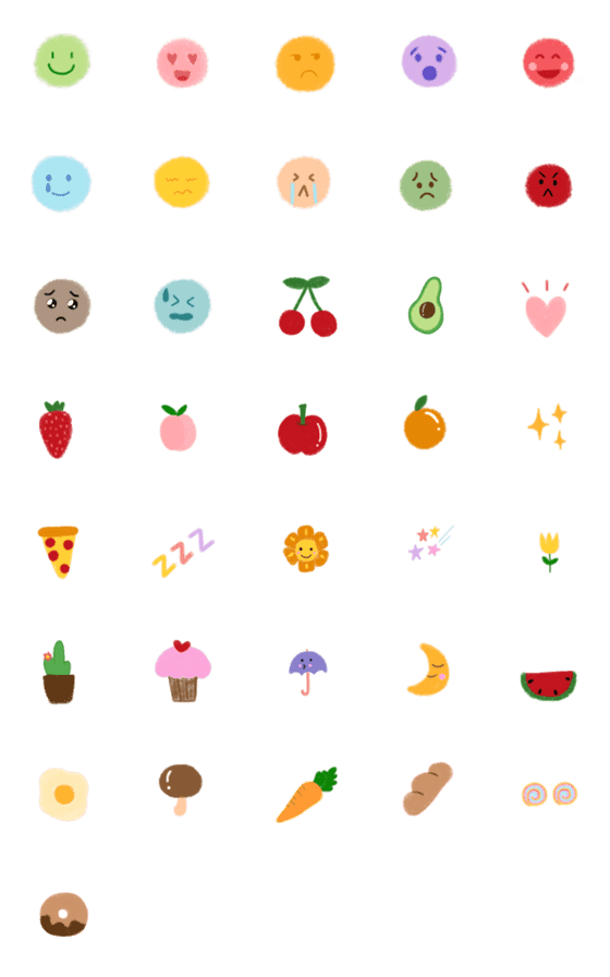 [LINE絵文字]Cute pastel colored emojisの画像一覧