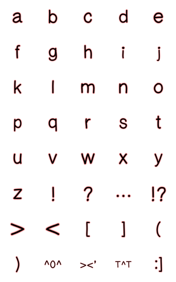 [LINE絵文字]English Alphabets Black ＆ Pink 2の画像一覧