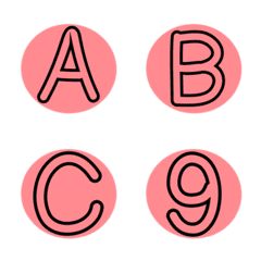 [LINE絵文字] English Alphabets Black ＆ Pink in bubbleの画像