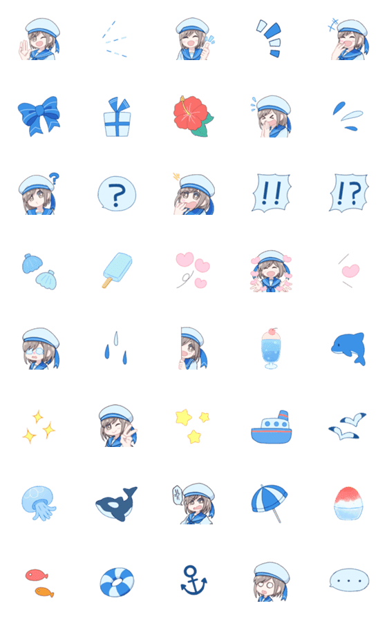 [LINE絵文字]マリンルックちゃん絵文字の画像一覧