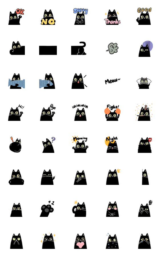 [LINE絵文字]Black Cat - YUAN YUANの画像一覧