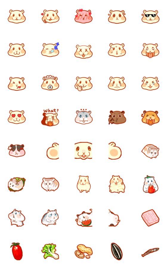 [LINE絵文字]many hamster and foodの画像一覧