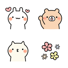 [LINE絵文字] 3匹の動物絵文字【ねこ、うさぎ、くま】の画像