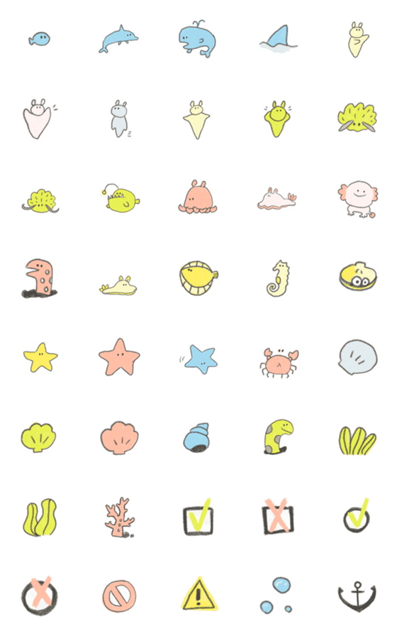 [LINE絵文字]Sea creatures Marine Life emojiの画像一覧