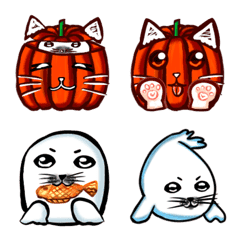 [LINE絵文字] Five Nights of Pumpkin Polici and Sealsの画像