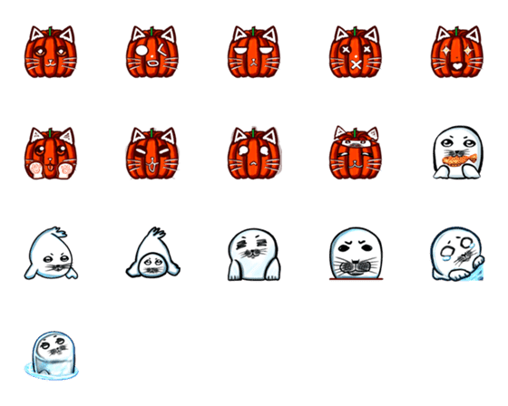 [LINE絵文字]Five Nights of Pumpkin Polici and Sealsの画像一覧