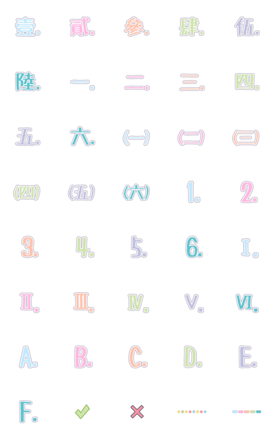 [LINE絵文字]Number or letter order labelsの画像一覧