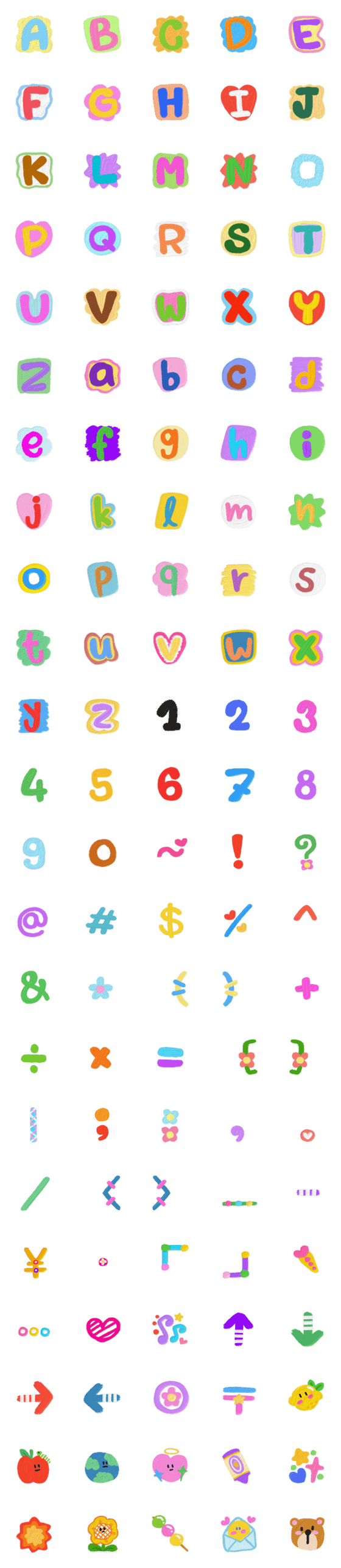 [LINE絵文字]Alphabet adorable funny cute oil paintの画像一覧