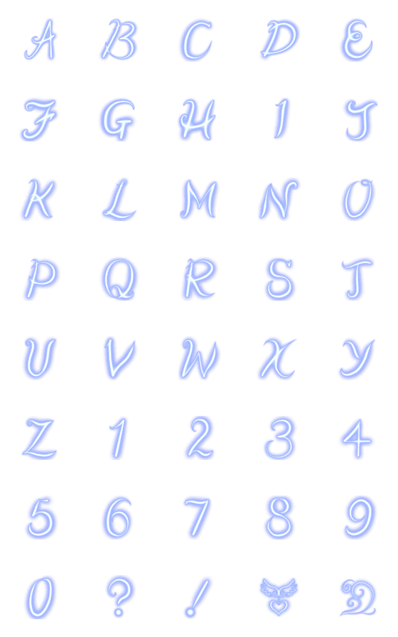 [LINE絵文字]ネオンアルファベット vol.3 ブルー大文字の画像一覧
