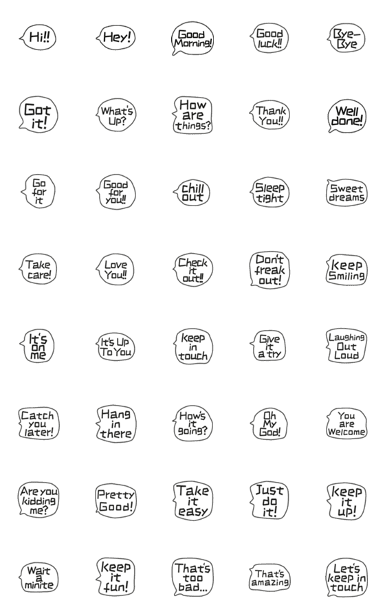[LINE絵文字]シンプル英語フレーズ手書きの画像一覧