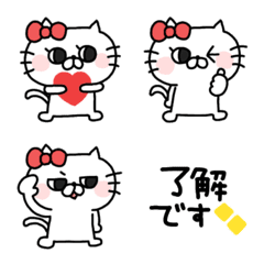 [LINE絵文字] にゃんこりぼん◎絵文字 #1の画像