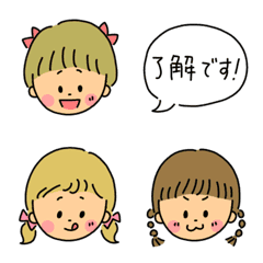 [LINE絵文字] 使いやすい！可愛い女の子たち 3の画像