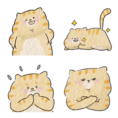 [LINE絵文字] orange fat cat eatの画像