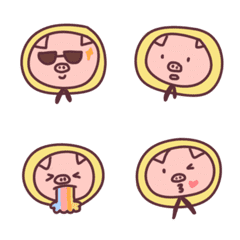 [LINE絵文字] pig yellow hoodie : emoticonの画像