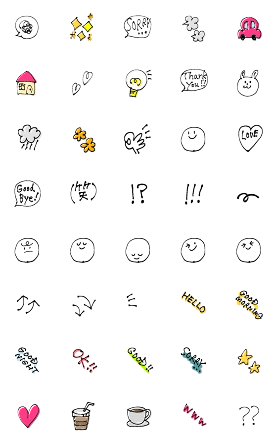 [LINE絵文字]基本の絵文字 ラクガキの画像一覧