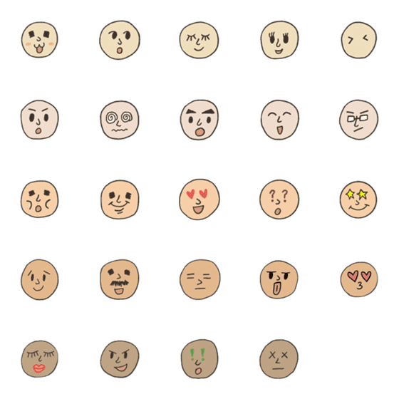 [LINE絵文字]Simple and funny facesの画像一覧