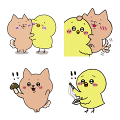 [LINE絵文字] inu to hiyoko no Emojiの画像