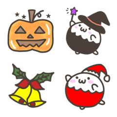 [LINE絵文字] まるもち ハロウィン＆クリスマス 絵文字の画像