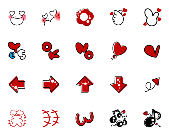 [LINE絵文字]シンプル＊Cute絵文字(Red ver.)の画像一覧