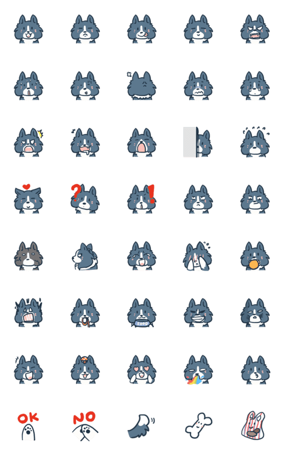 [LINE絵文字]Border Collie - Coin 365 Emojiの画像一覧