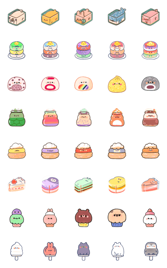 [LINE絵文字]Sweet Cake Fantasyの画像一覧