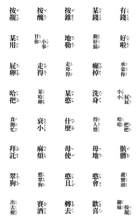 [LINE絵文字]Hakka phonetic stickersの画像一覧