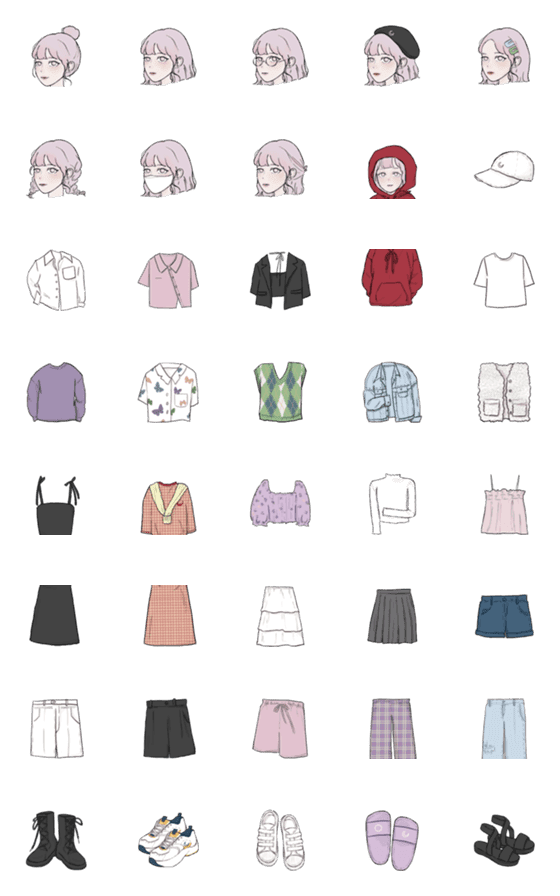 [LINE絵文字]what should I wearの画像一覧