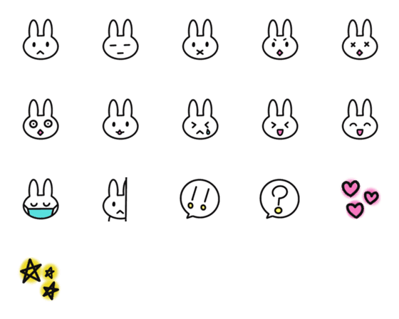 [LINE絵文字]はんこみたいな絵文字・うさぎver.の画像一覧