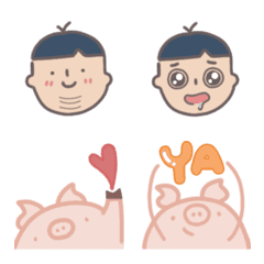 [LINE絵文字] moo n his piggy buddyの画像