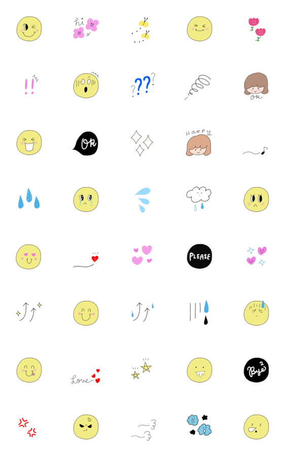 [LINE絵文字]シンプルに使える可愛いスマイル絵文字の画像一覧