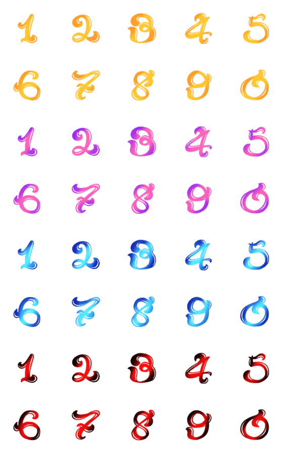 [LINE絵文字]Number wave twotone emojiの画像一覧